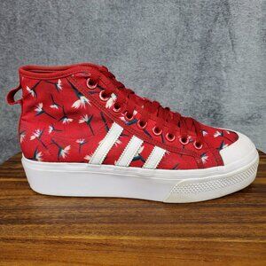 Adidas Nizza Platform Mid Shoes Women's 9.5 Red White Lace Up Sneakers